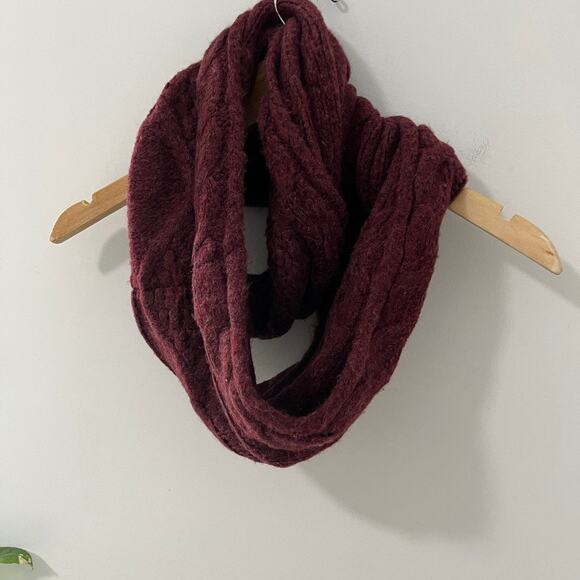 Women's Maroon Fuzzy Red Infinity Scarf - Picture 2 of 4